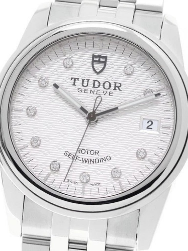 Tudor Glamour 55000 Date 10p Diamond Silver Dial Automatic Mens Watch957917